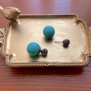 Turquoise colored double ball earrings